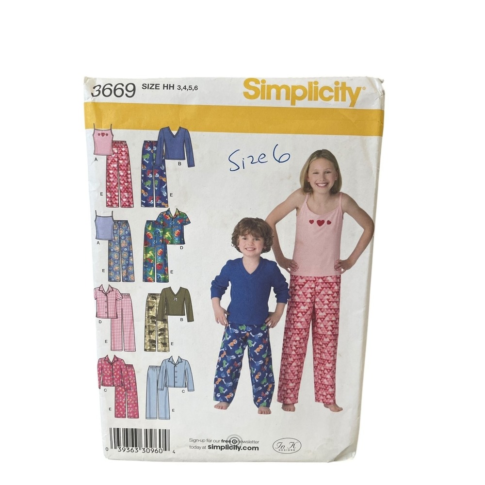 Simplicity Sewing Pattern Child 3-6 Pants Shirt Knit Top Tank 3669 HH